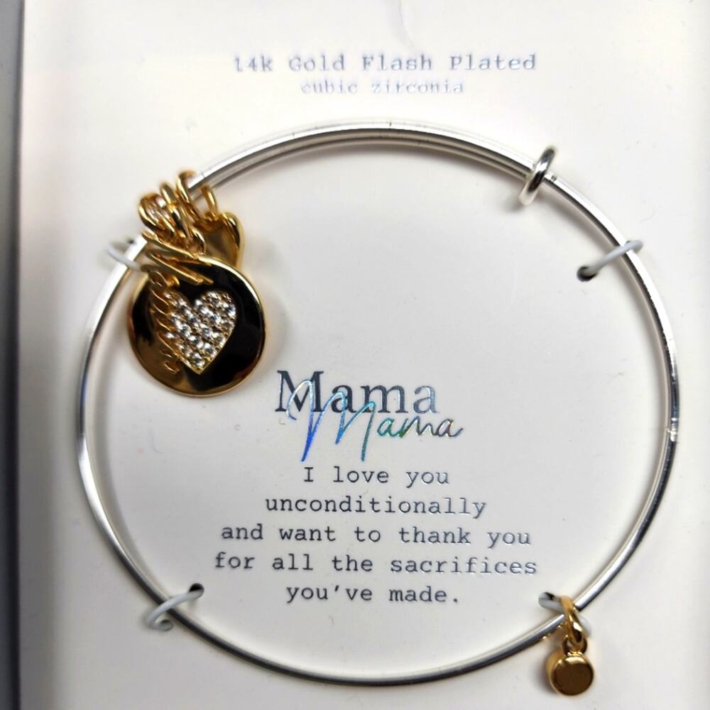 Mama Mom Gift Idea New Bracelot Silver 14k Gold Flash Plated Cubic Zirconia